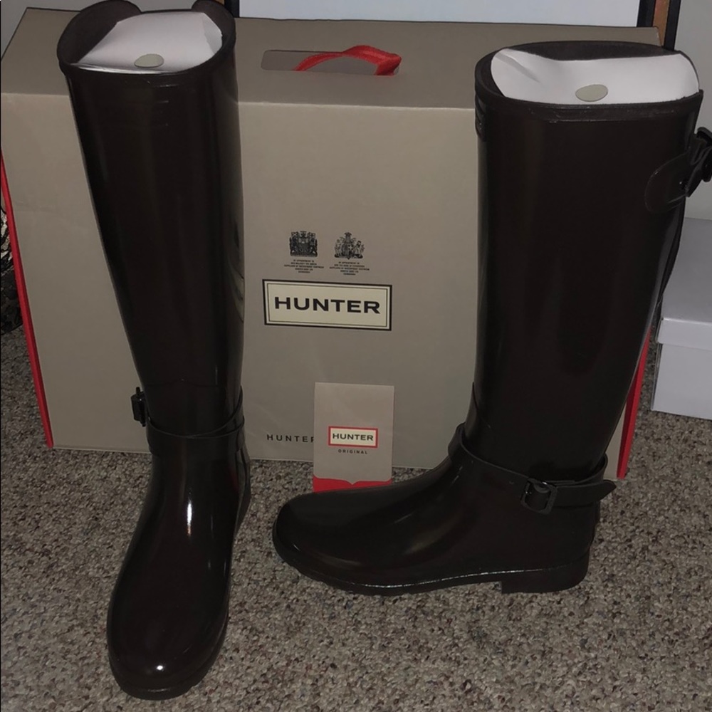 Hunter Brown Adjustable Tall Rain Boots